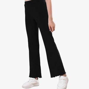 (2) Pairs Ribbed Flare Leggings - Black & Olive Green